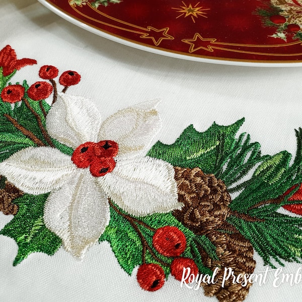 ミシン刺繍デザインのクリスマスガーランド