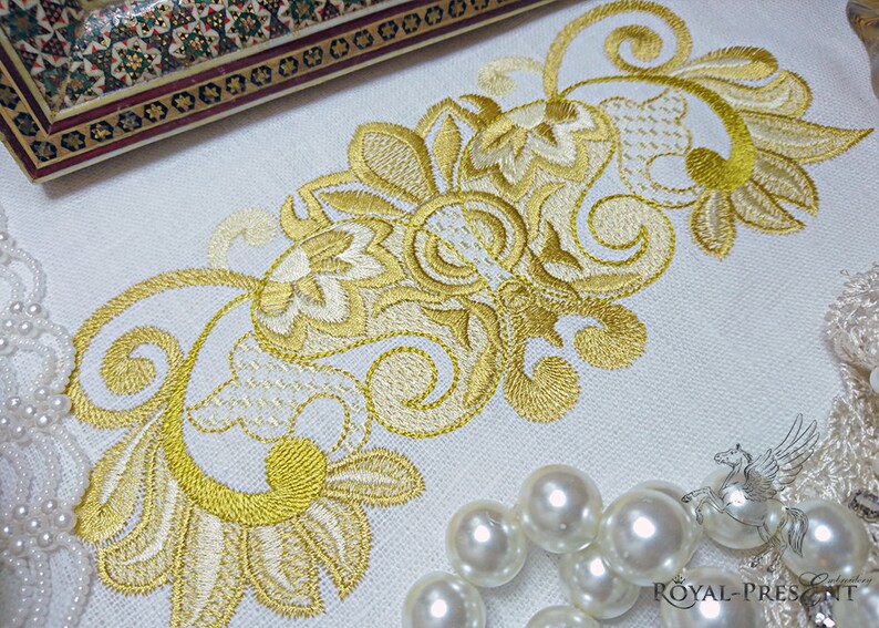Machine Embroidery Design Rich gold border 3 sizes Etsy