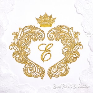 Baroque frame with crown Machine Embroidery Design - 3 sizes