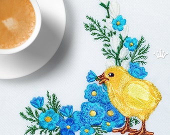 Easter Chick corner Machine Embroidery Design - 5 sizes