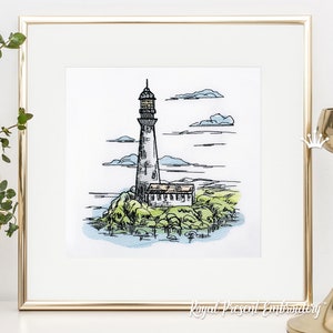 Old Lighthouse Machine Embroidery Design - 6 sizes