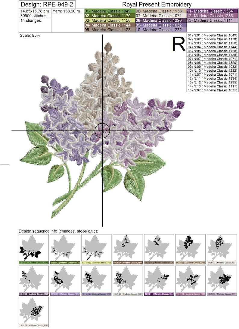 Lilac Machine Embroidery Design - 2 Sizes - Etsy