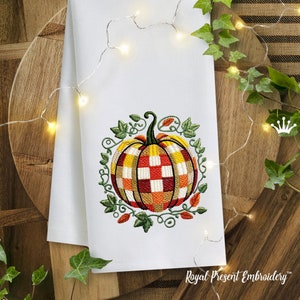 Patchwork pumpkin embroidery design for machine - 3 sizes