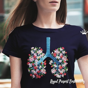 Floral Human Lungs Machine Embroidery Design - 4 tailles