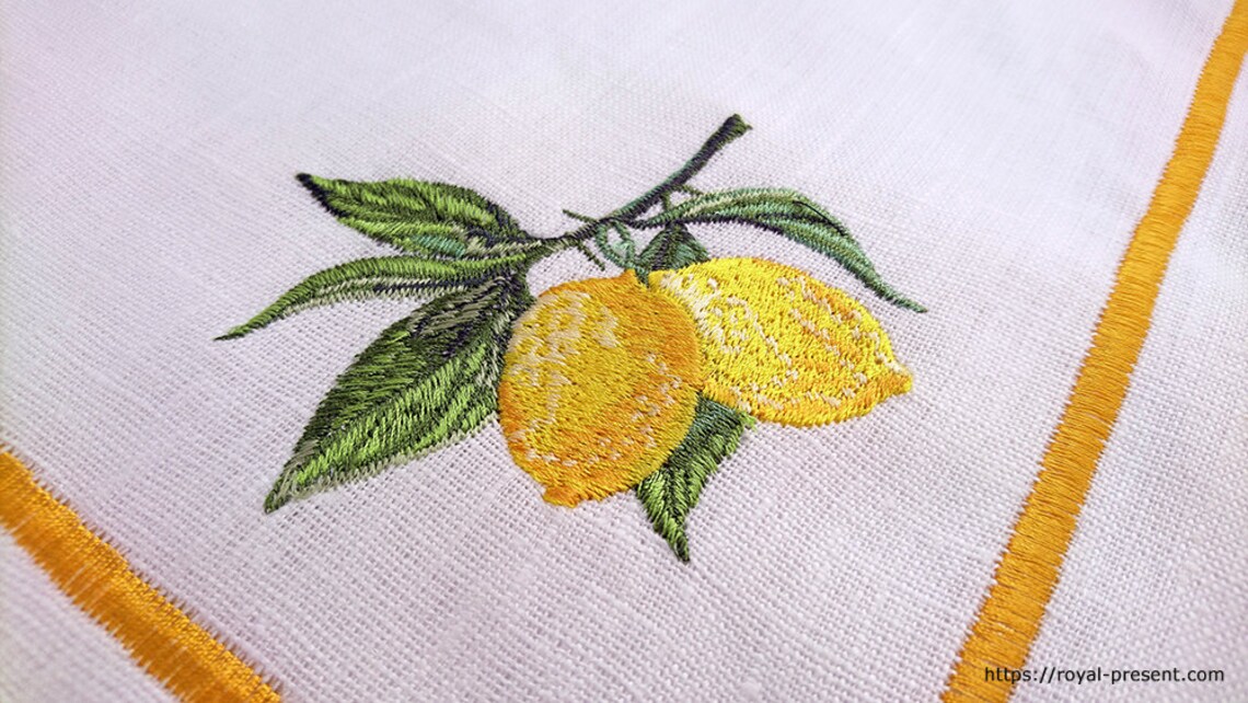 Machine Embroidery Design Lemon Branch 2 sizes Etsy