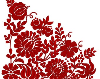 Red Border Floral Embroidery Kit - Hungarian Store