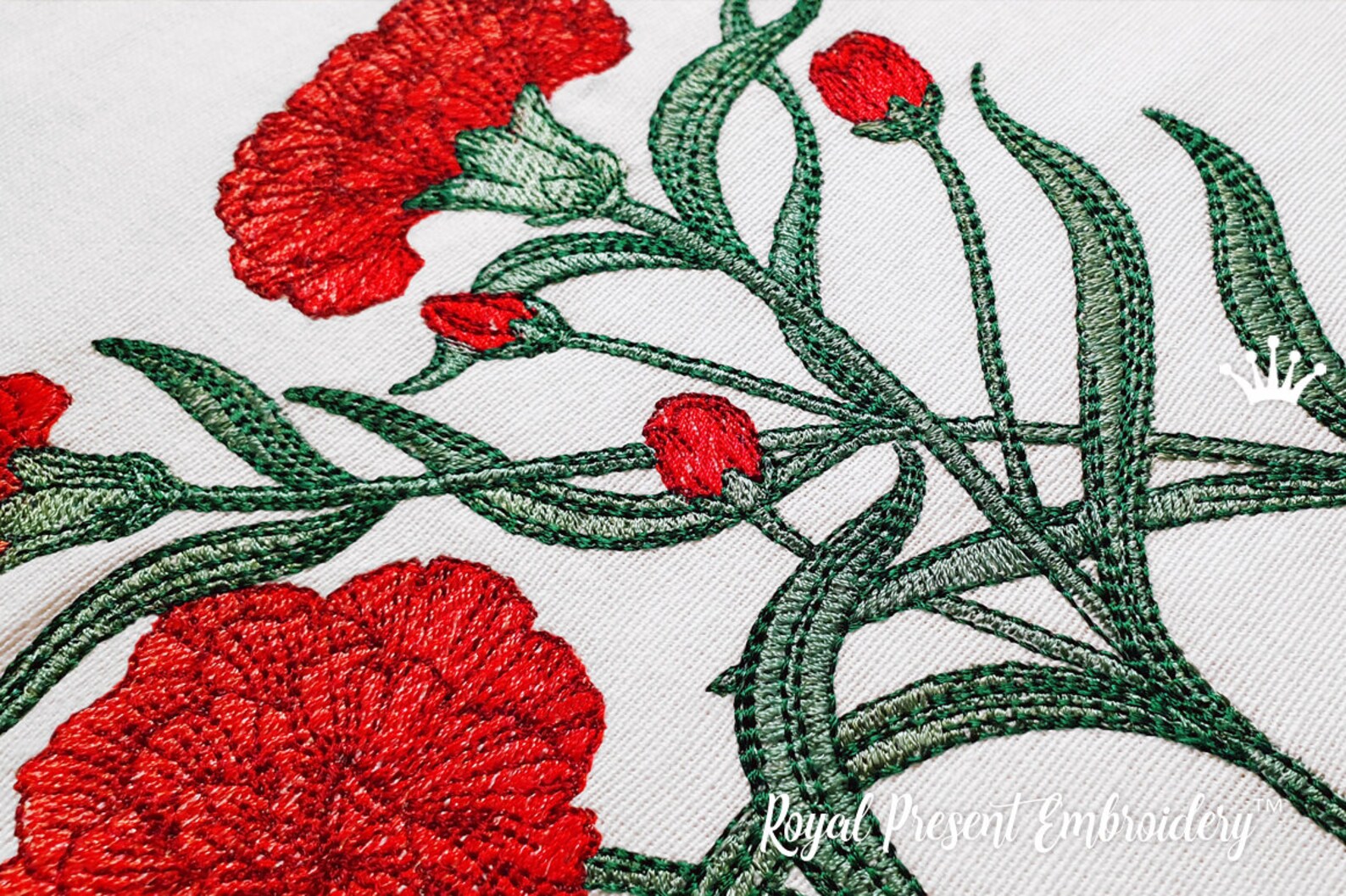 Carnation Flowers Machine Embroidery Design 3 Sizes Etsy