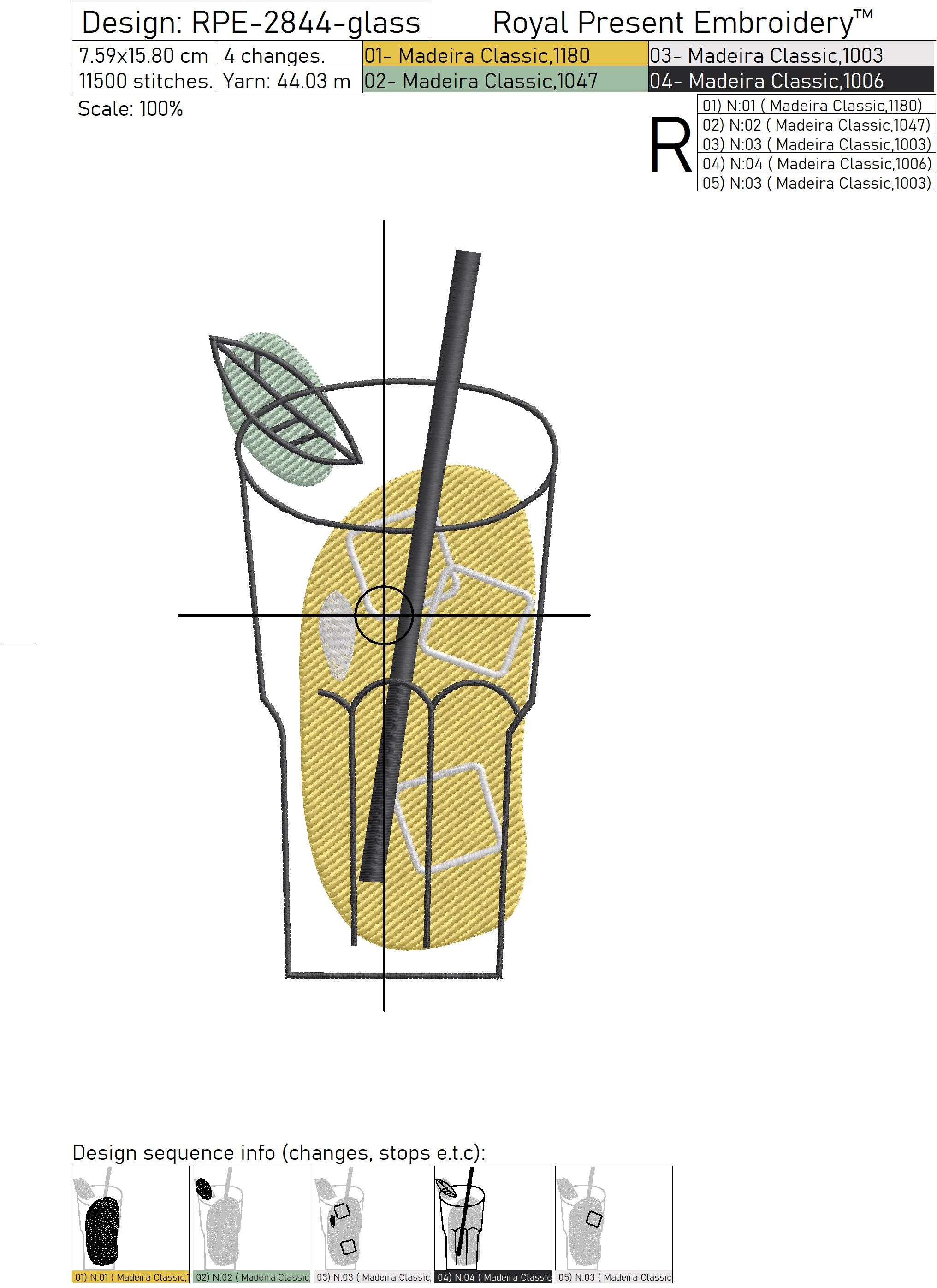 Lemonade Glass Set of Machine Embroidery Designs 2 Sizes Etsy