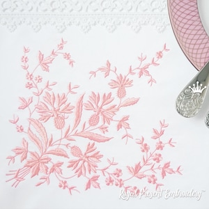 Elegant corner decor with cornflowers Machine Embroidery Design - 6 sizes