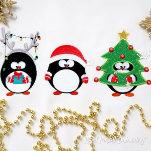 Three Cute Penguins Machine Embroidery Designs