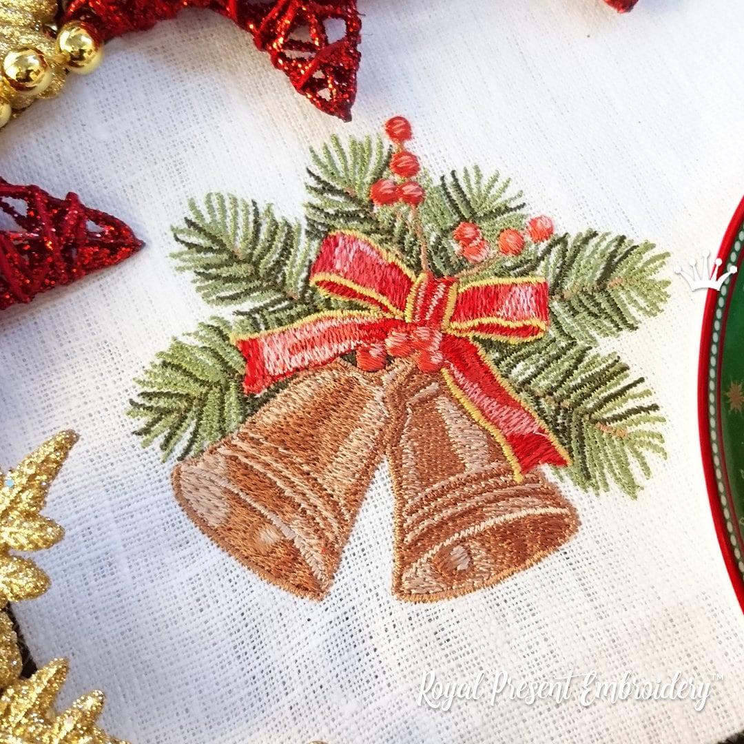 Machine Embroidery Design Vintage Christmas Bells - 2 Sizes - Etsy