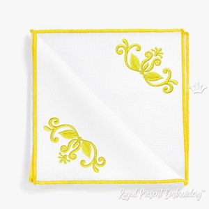 Corner with leaves machine embroidery pattern - 3 sizes