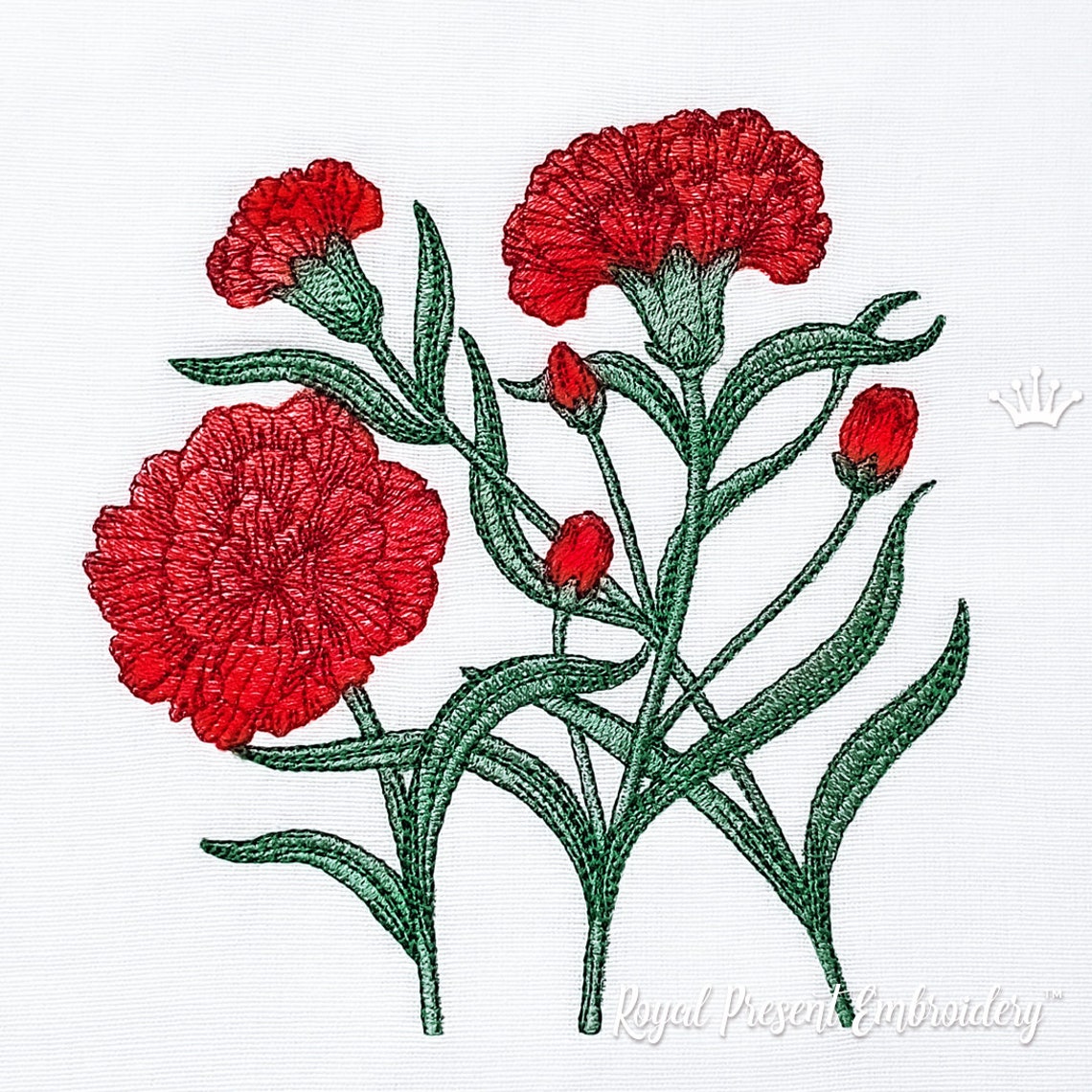 Carnation Flowers Machine Embroidery Design 3 Sizes Etsy