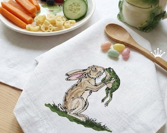 Hare with a frog machine embroidery design - 4 sizes
