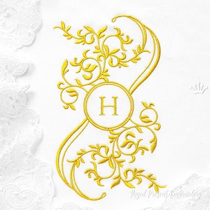 Foliar Monogram Frame machine embroidery design - 5 sizes