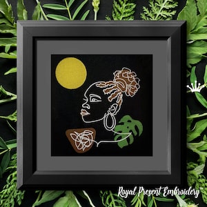 African Girl Head Digital Embroidery Design - 3 sizes