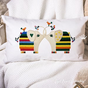 Cute Elephants Mega Hoop Machine Embroidery Design