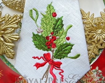 Vintage Christmas Machine Embroidery Design with holly berry 2