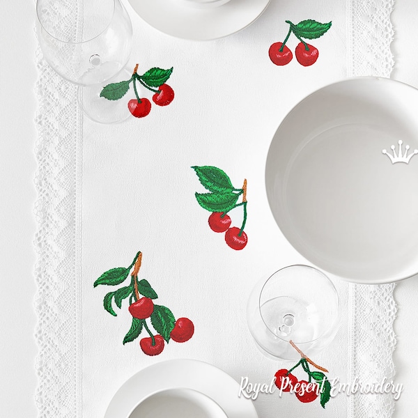 Conjunto de diseños de bordado de máquinas de cerezas diminutas