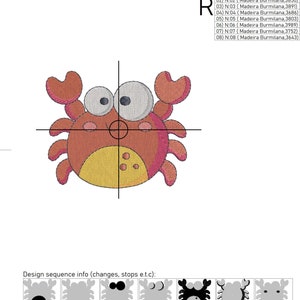 Cartoon Crab Machine Embroidery Design - 2 sizes image 4