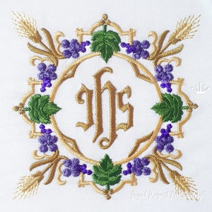 IHS Communion Pall Grape Machine Embroidery Design