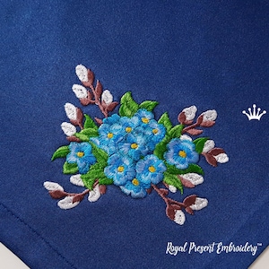 Vergissmeinnicht-Strauß-Maschinenstickerei-Design