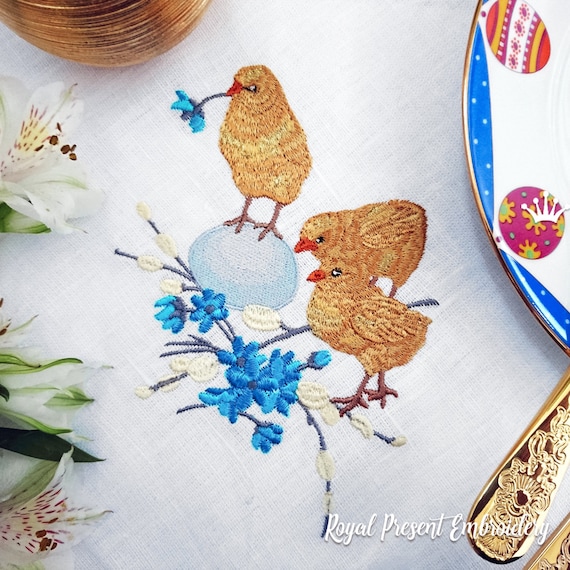 ヴィンテージイースターひよこ機械刺繍デザイン - Etsy 日本