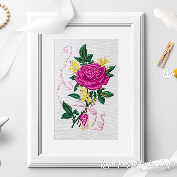 Rose and Jasmine Machine Embroidery Design - 2 sizes