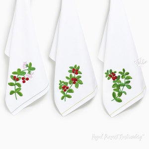 Lingonberry berries Machine Embroidery Designs set - 3 sizes