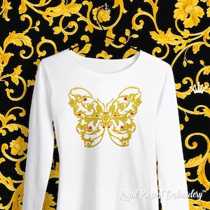 Butterfly Baroque style Machine Embroidery Design - 6 sizes