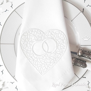 Corazón Anillos de boda Máquina De Bordado Diseño - 2 tamaños