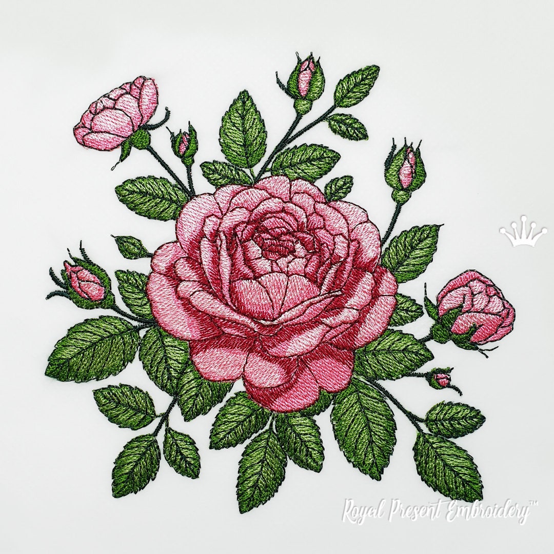Embroidy Design Roses Traditional Roses Machine Embroidery Design - 4 Sizes - Etsy
