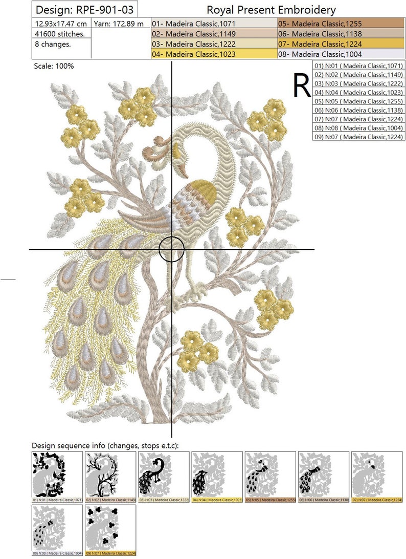 Machine Embroidery Design Peacock 3 sizes image 3