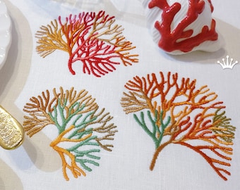 Multicolored corals set of machine embroidery designs - 4 sizes