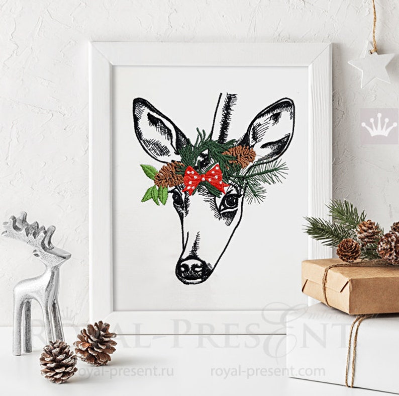 Fawn Hand Embroidery Pattern Christmas