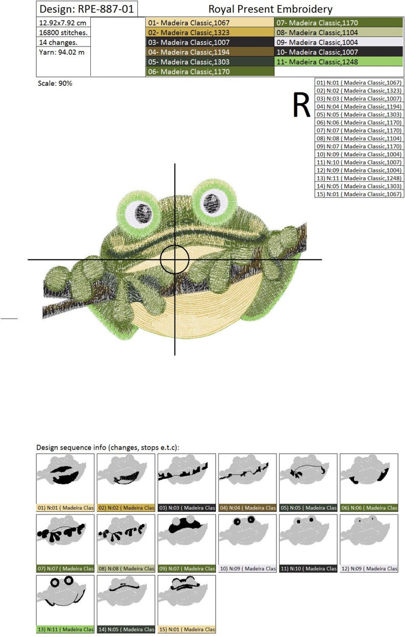 Machine Embroidery Design Frog 3 sizes image 5