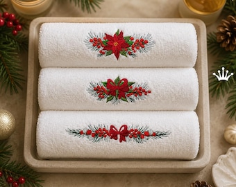 Weihnachtliche Bordüren-Stickdateien für Handtücher, Servietten und Tischwäsche