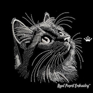 Small Cat Head Outline Machine Embroidery Design - 5 sizes