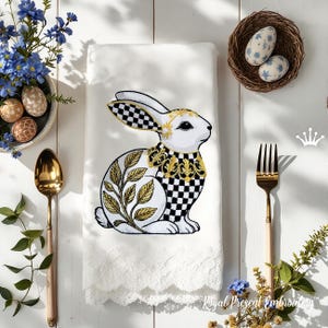 Baroque Checkered Rabbit machine embroidery design - 4 sizes