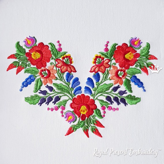 Free Hand Embroidery Pattern: Czech Inspired Folk Flowers –