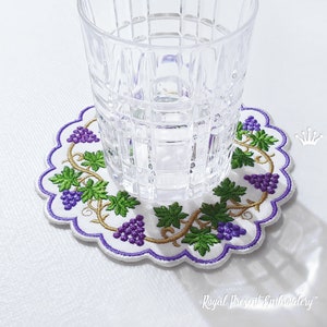 ITH Grape Cocktail Napkin machine embroidery design - 7 sizes