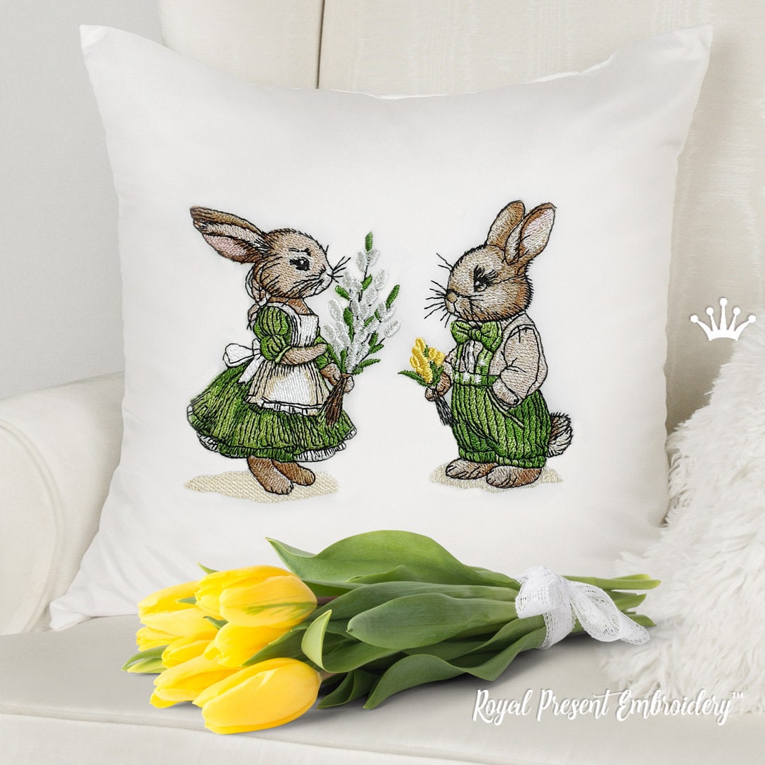 Two Spring Rabbits Mega Set for Embroidery Machine - 4 Sizes - Etsy