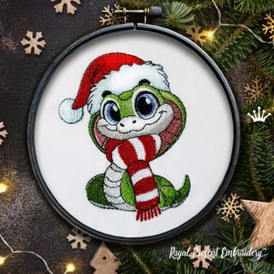 Christmas Snake with Scarf and Reindeer Horns machine embroidery design - 4 sizes