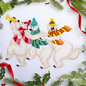 Three funny polar bears Machine Embroidery Design - 3 sizes