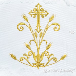 Cross with wheat ornament Machine embroidery design - 3 sizes