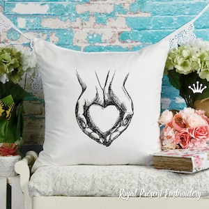 Heart in hands Digital machine embroidery design - 5 sizes