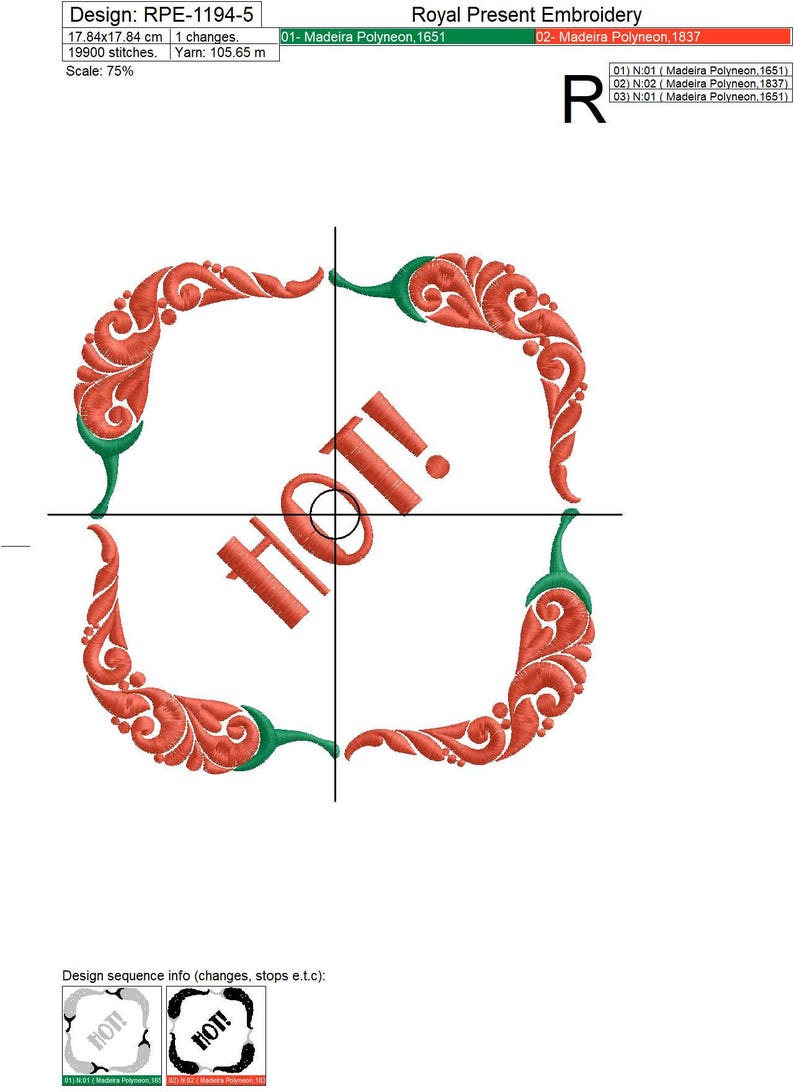 6 sizes Machine embroidery design Chilli Pepper frame