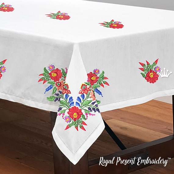 Red Border Floral Embroidery Kit - Hungarian Store