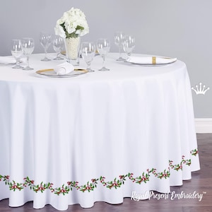 Holly Semicircular Border Machine Embroidery Design in 5 Sizes