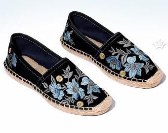 Blue flowers Espadrilles Machine Embroidery Design